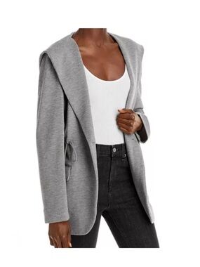 Theory Gray Open-Front Hooded Blazer